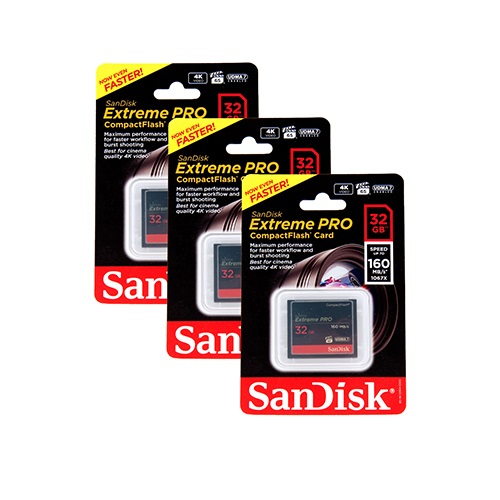 64GB Thẻ nhớ SanDisk CF Extreme Pro, VPG65, UDMA 7, 160MB/s R, 150MB/s W, Kích thước: 43 mm x 36 mm x 3.3 mm